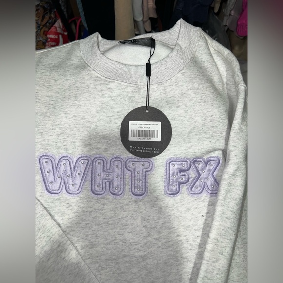 White Fox Boutique Sweatshirt with Purple Lettering - Picture 3 of 14